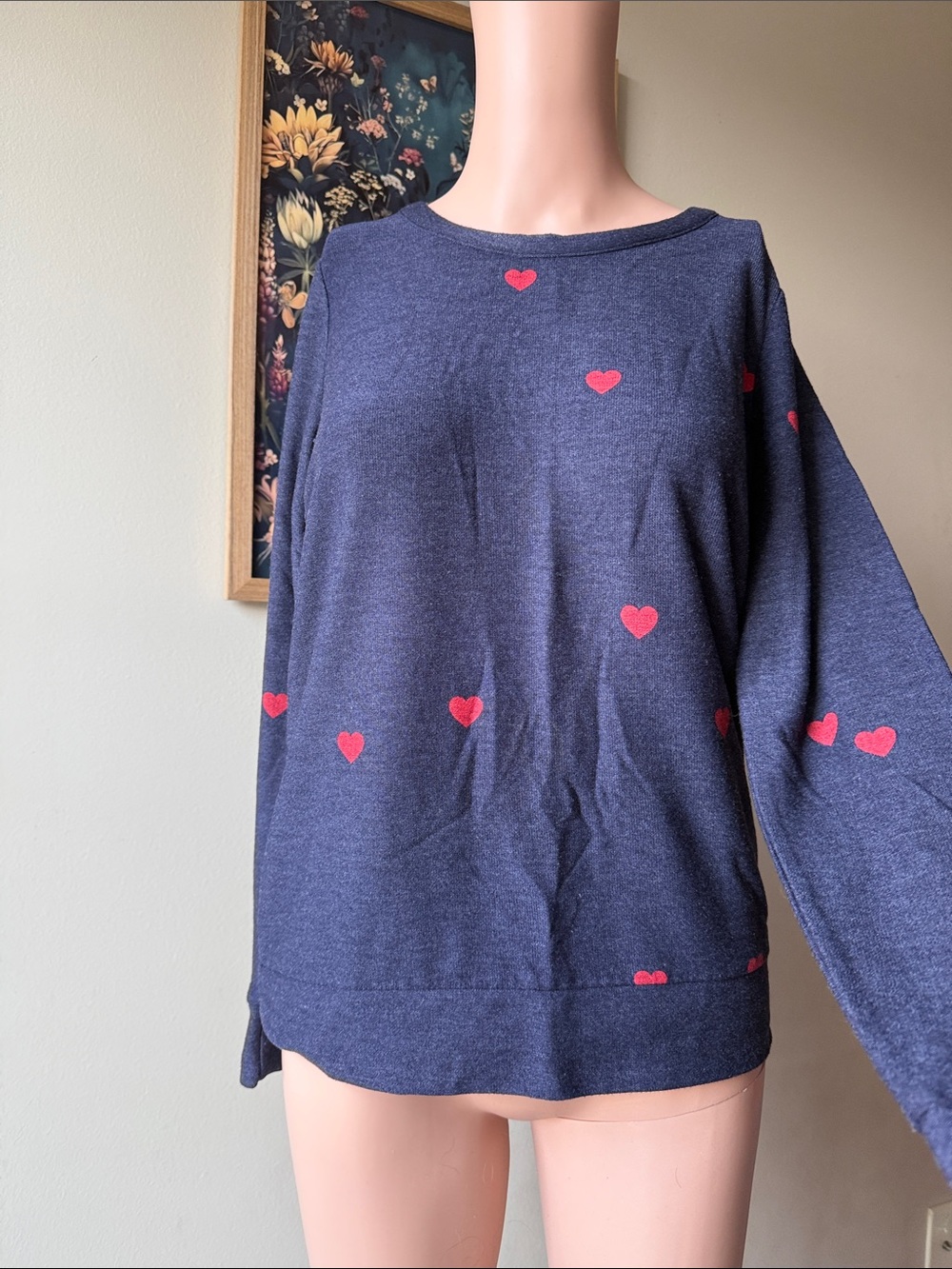 Chaser Navy Sweatshirt with Red Heart Motif